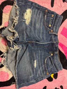 Levi's Distressed Blue Denim Jean Shorts